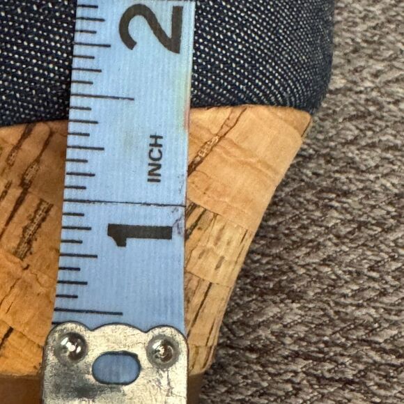 Coach & Four-Denim Blue Wedge Heels with Classic Design open toe slip on 7.5 - Picture 7 of 16